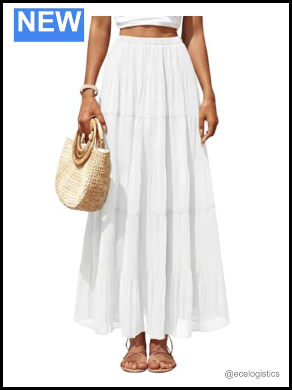 Women's Chiffon Pleated Maxi Skirt High Waist White Long Skirts